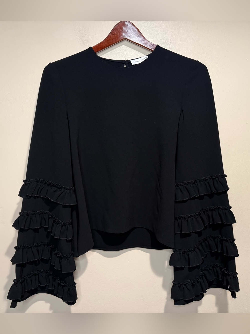 Scanlan Theodore Knit Ruffle bell sleeve top blouse size 2 US
